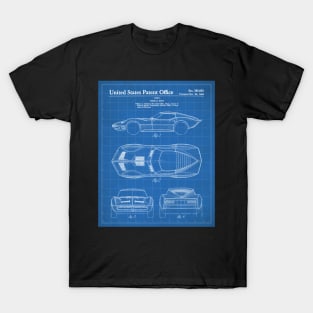Corvette Patent - Vintage Corvette Art - Blueprint T-Shirt